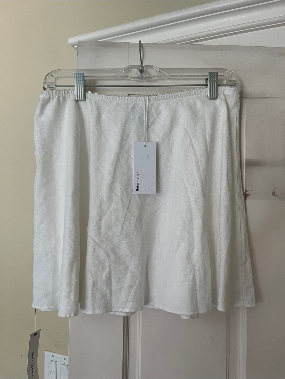 Reformation White A-Line Linen Blend Mini Skirt